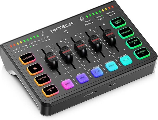 IXTECH Gaming Audio Mixer 4 Channel Soundboard