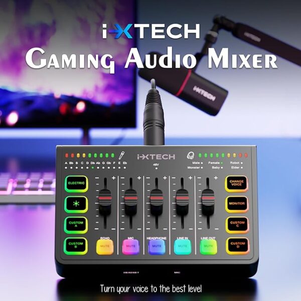 IXTECH Gaming Audio Mixer 4 Channel Soundboard - Image 3