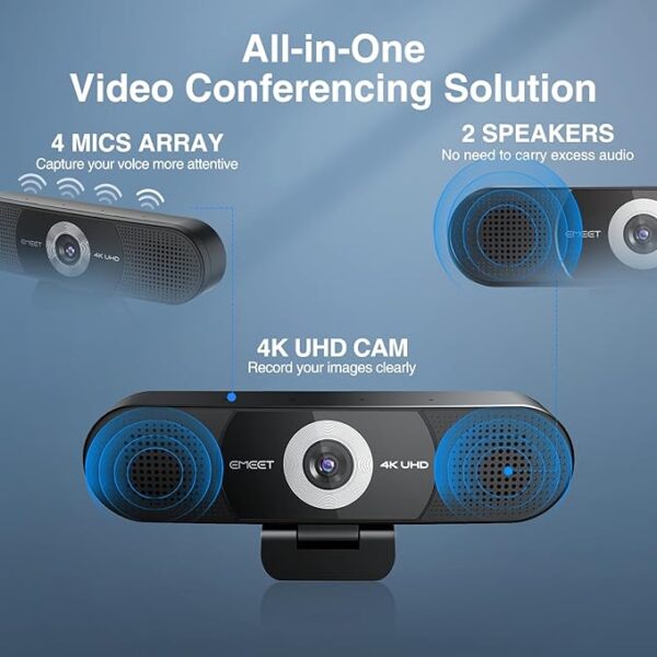 EMEET 3-in-1 4K Webcam with Microphone and Speaker - Image 4